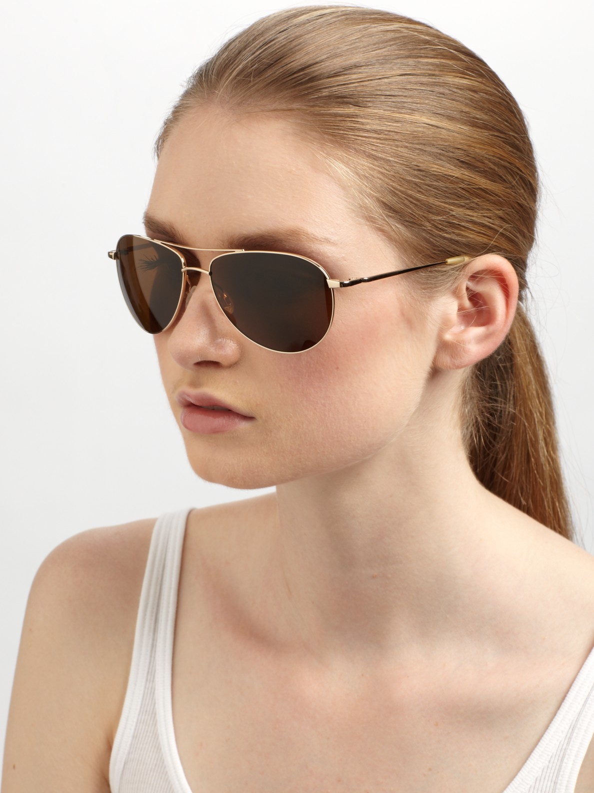 Oliver Peoples Benedict Polarized Aviator Sunglasses in Gold (Metallic) |  Lyst