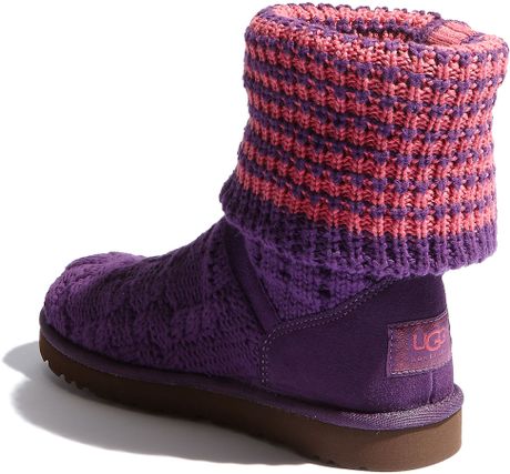 Ugg Boots Leland Knit Foldover Boot in Pink (pink purple) | Lyst