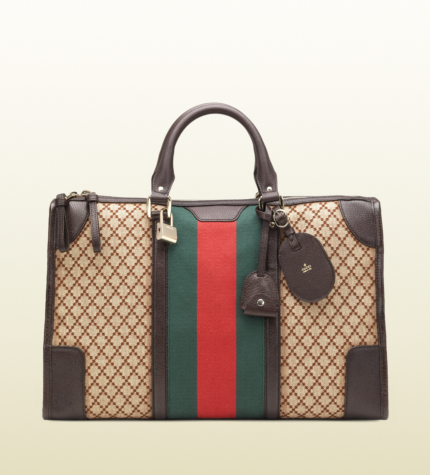 Gucci Signature Web Diamante Canvas Duffel Bag in Beige (Brown) for Men - Lyst