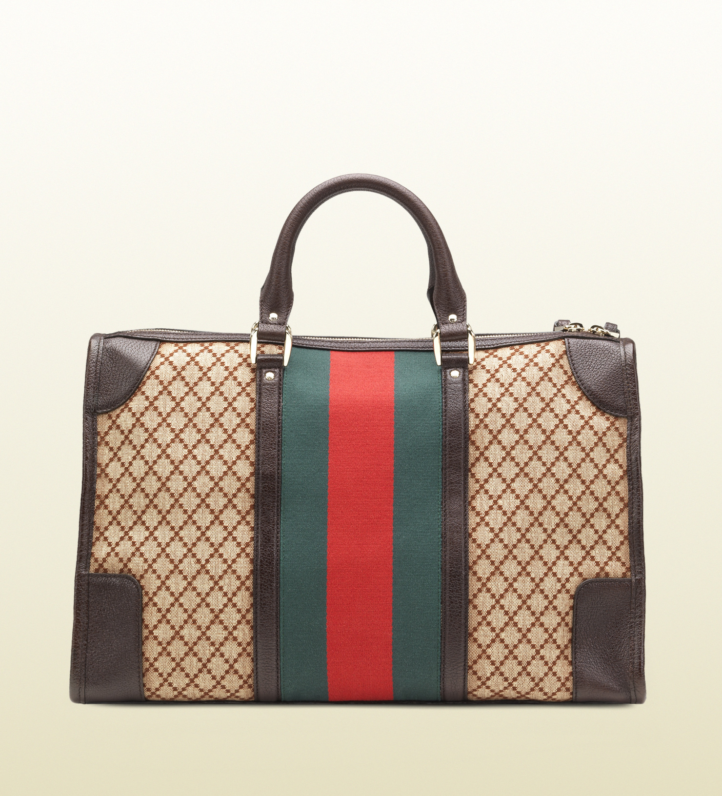 Gucci Signature Web Diamante Canvas Duffel Bag in Beige (Brown) for Men - Lyst