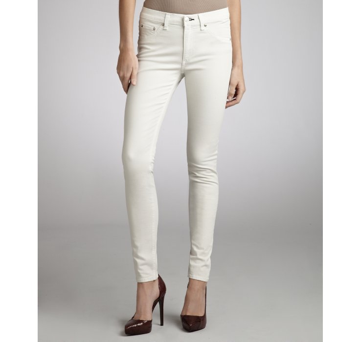 Lyst Rag & Bone Cream Stretch Cotton Twill Winter White Skinny Leg