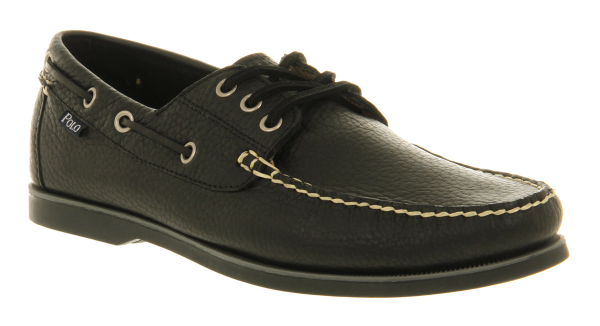 mens black leather boat shoes
