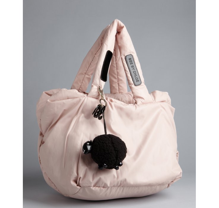Lyst See By Chloé Light Pink Nylon Joyrider Puffer Tote in Pink