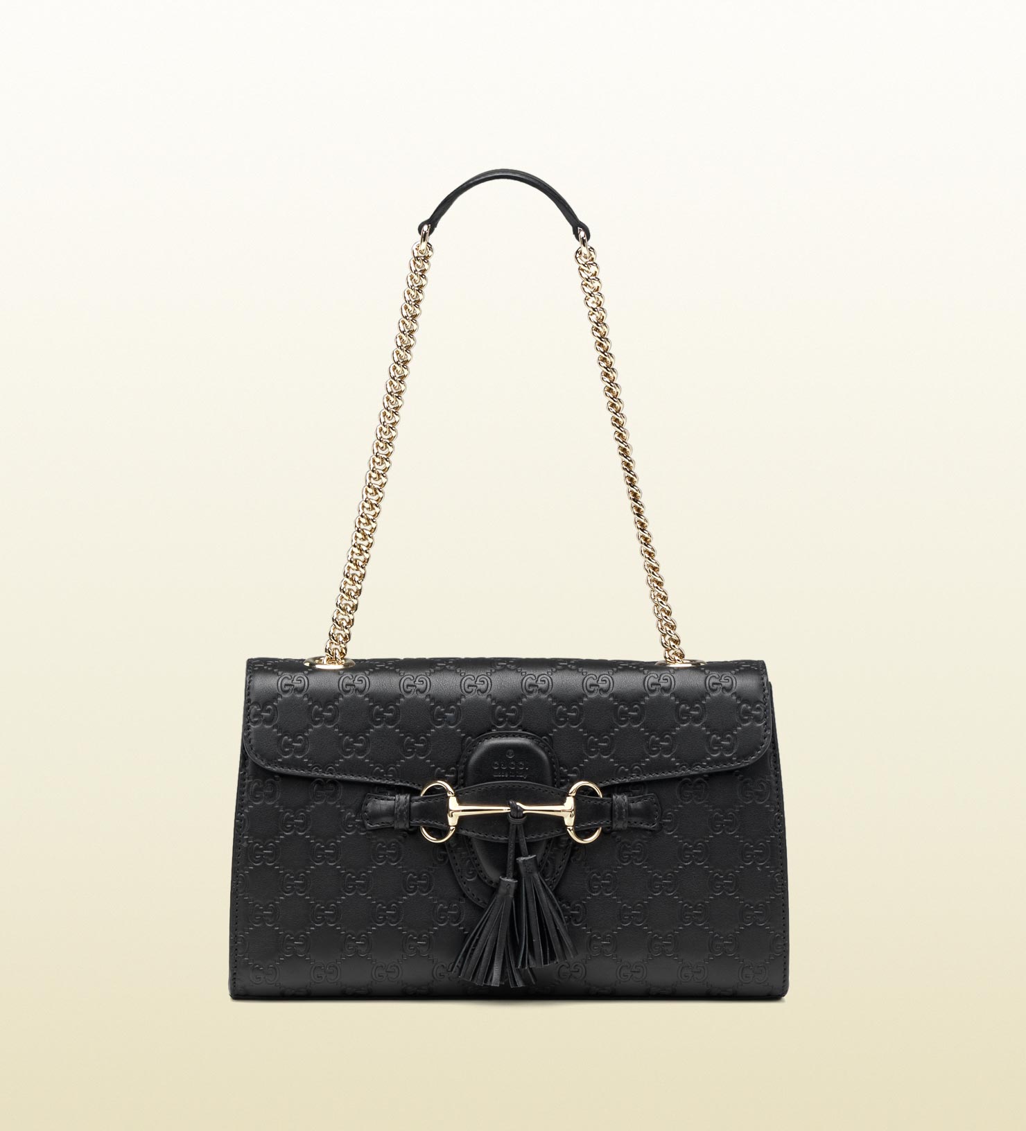Gucci Emily Ssima Leather Chain Shoulder Bag in Black | Lyst