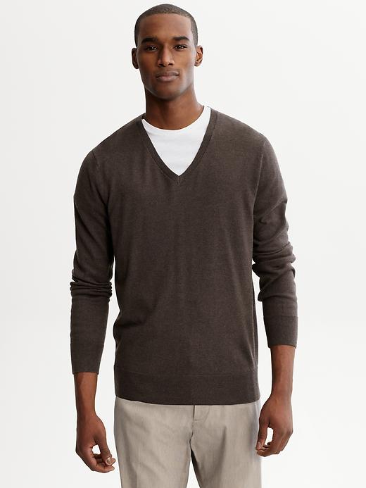 Banana republic Silk Cotton Cashmere Vneck Sweater in Brown for Men ...