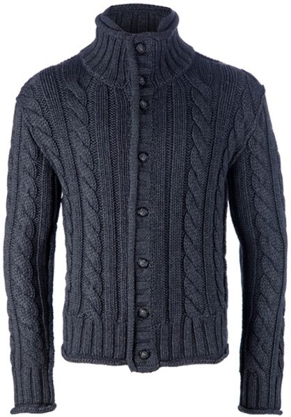 Dolce & Gabbana Cable Knit Cardigan in Gray for Men (grey) | Lyst