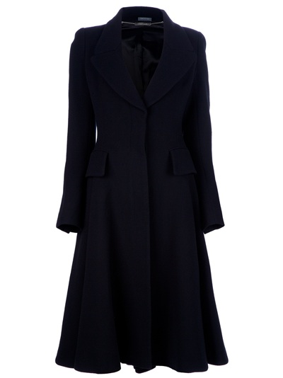 Alexander Mcqueen Dress Coat in Black | Lyst