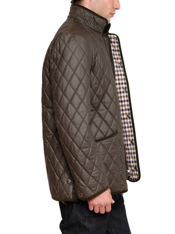 Aquascutum Quilted Husky Waxed Jacket in Green (Brown) for Men - Lyst