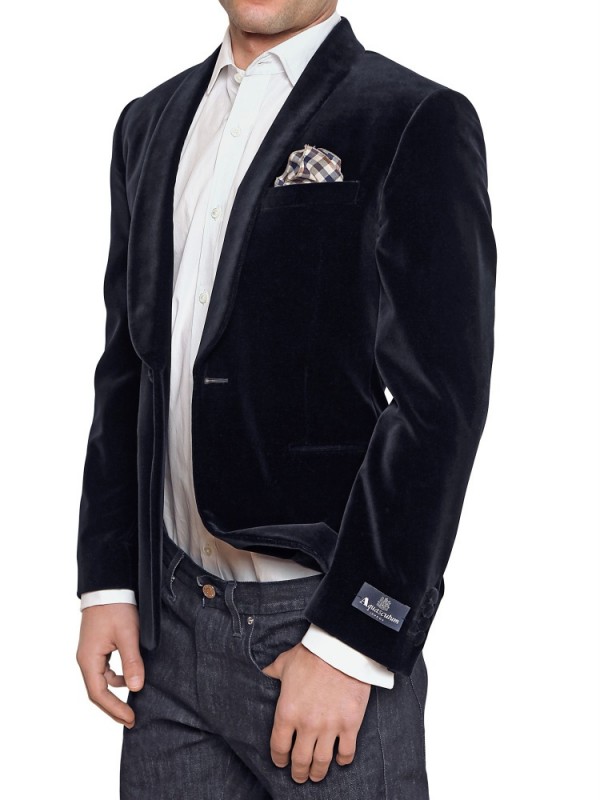 Aquascutum Velvet Collar Jacket in Navy (Blue) for Men Lyst