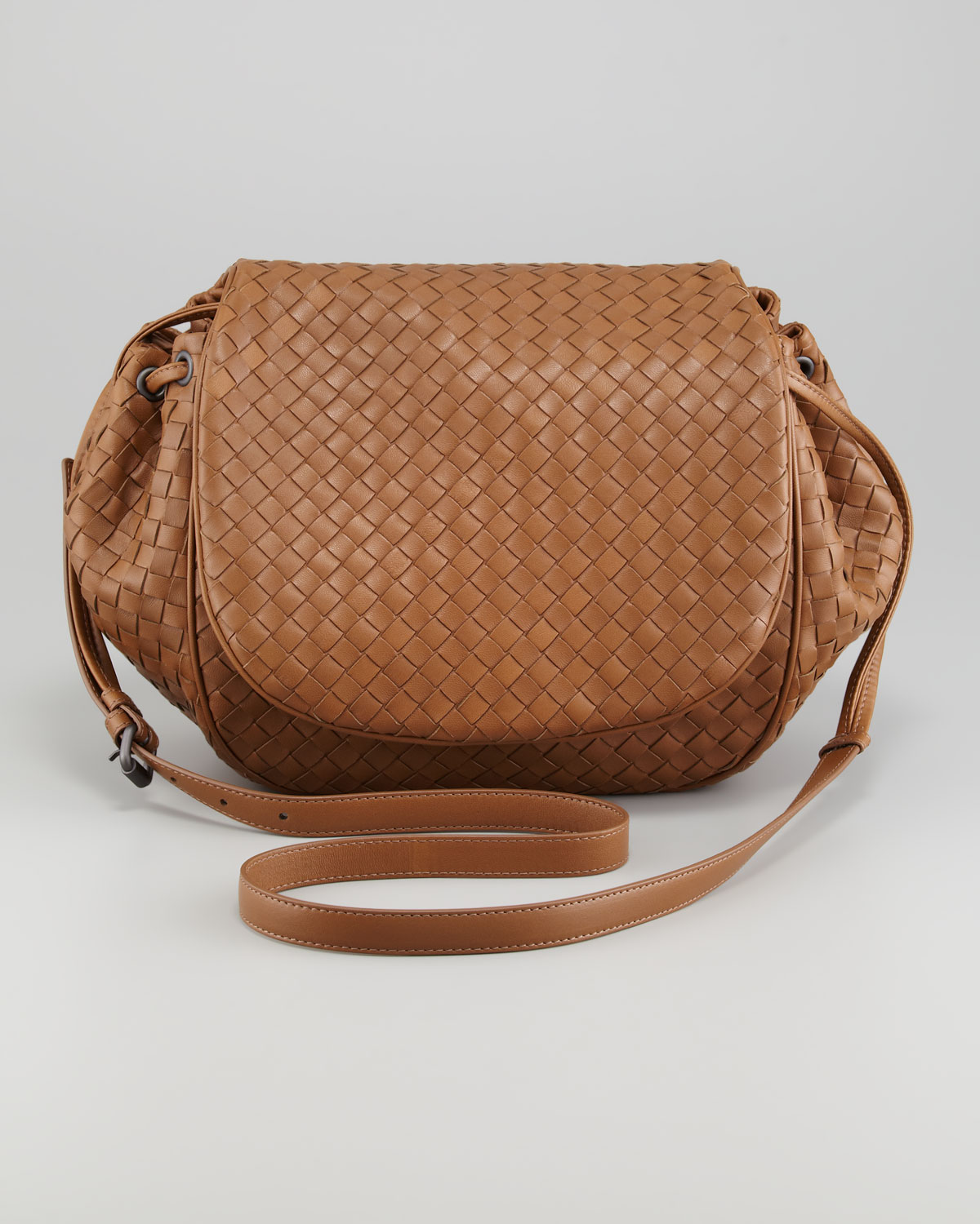 Bottega Woven Leather Messenger Bag in Brown Lyst