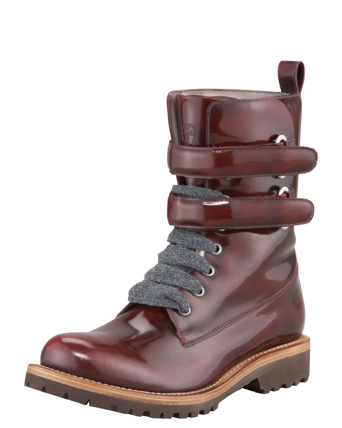 burgundy shiny boots
