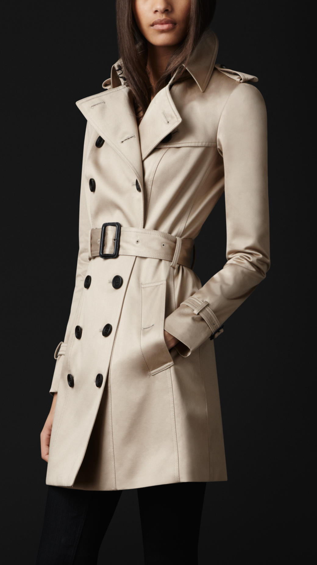 Burberry Prorsum Cotton Sateen Trench Coat in Natural | Lyst UK