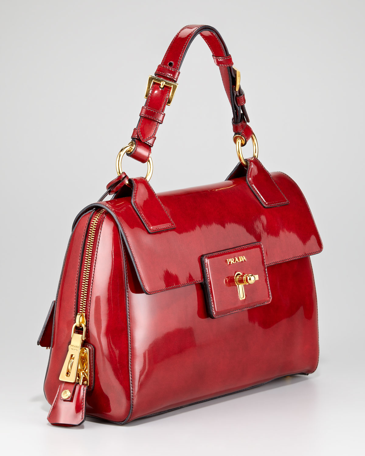 Prada Spazzolato Medium Shoulder Bag in Red - Lyst