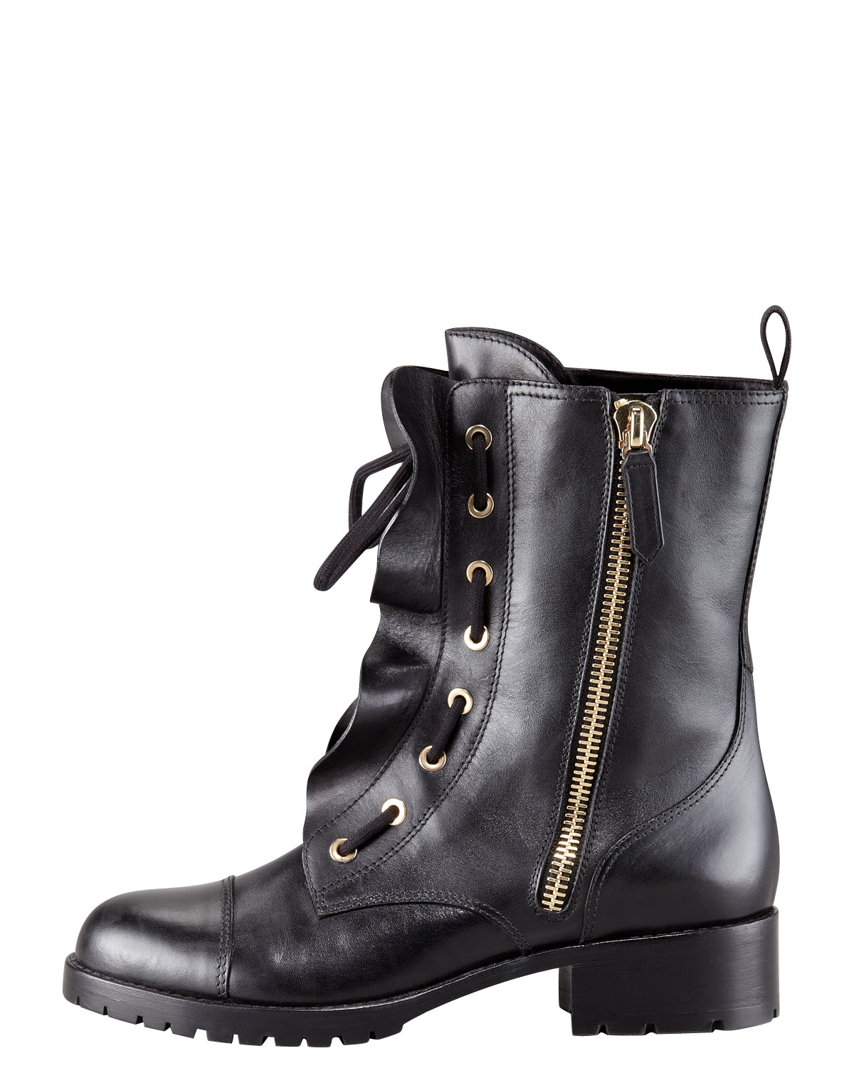 valentino ruffle combat boots