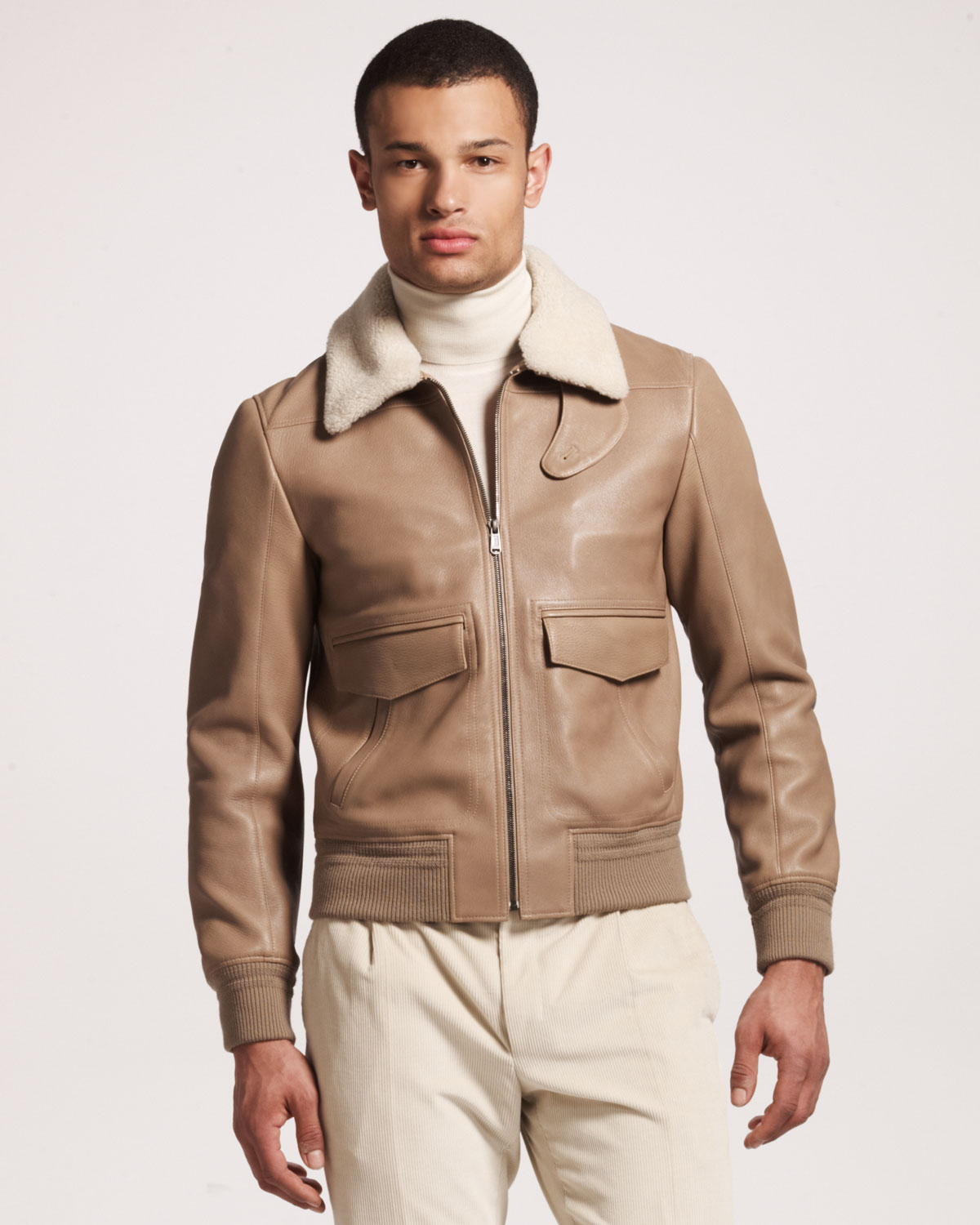 saint laurent shearling bomber jacket