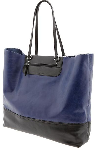 Banana Republic Paige Colorblock Leather Tote in Blue (black ) | Lyst