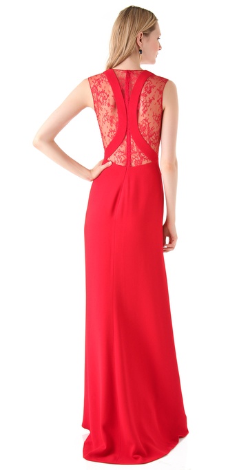 reem acra red gown