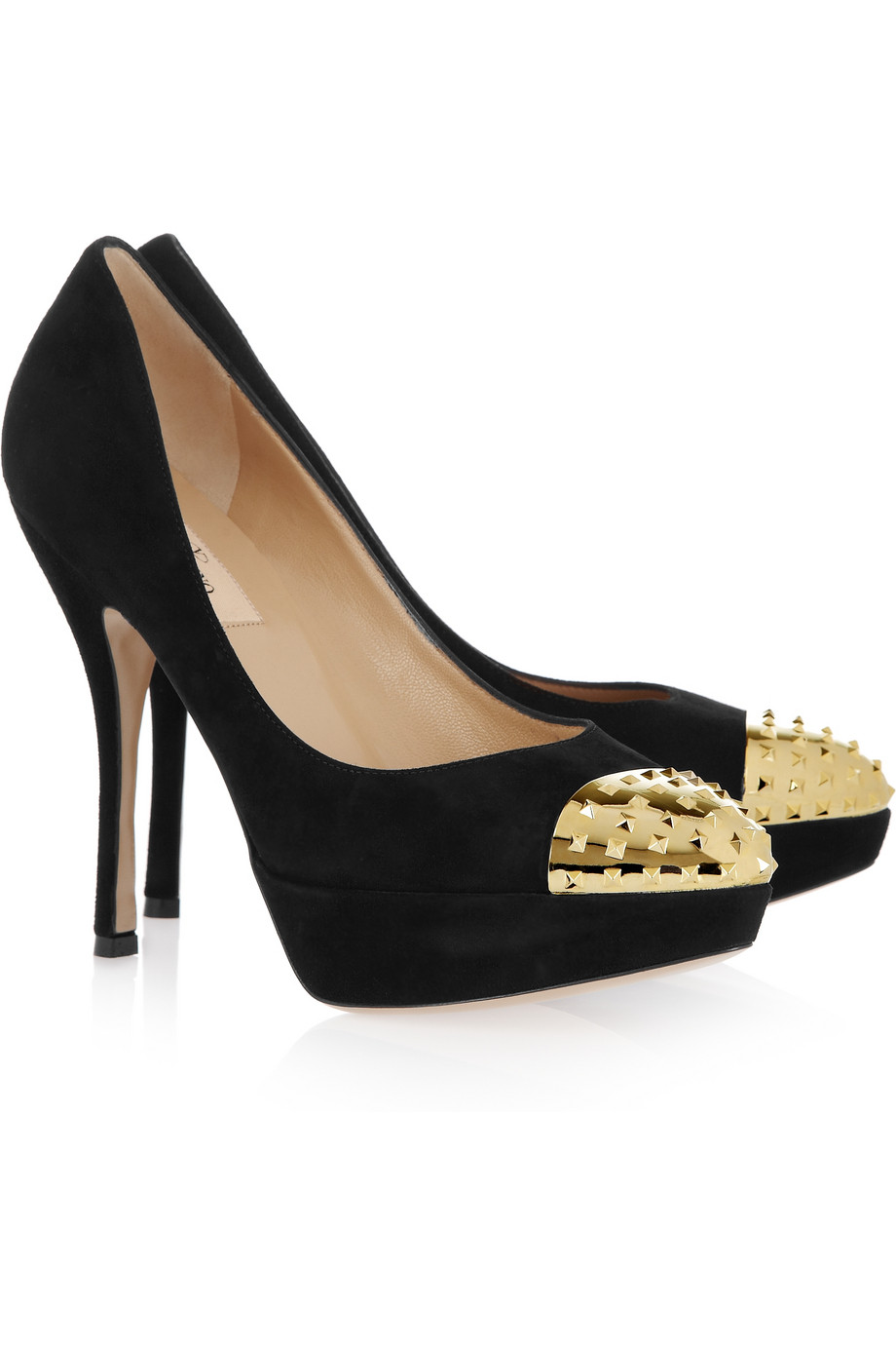 valentino gold studded shoes