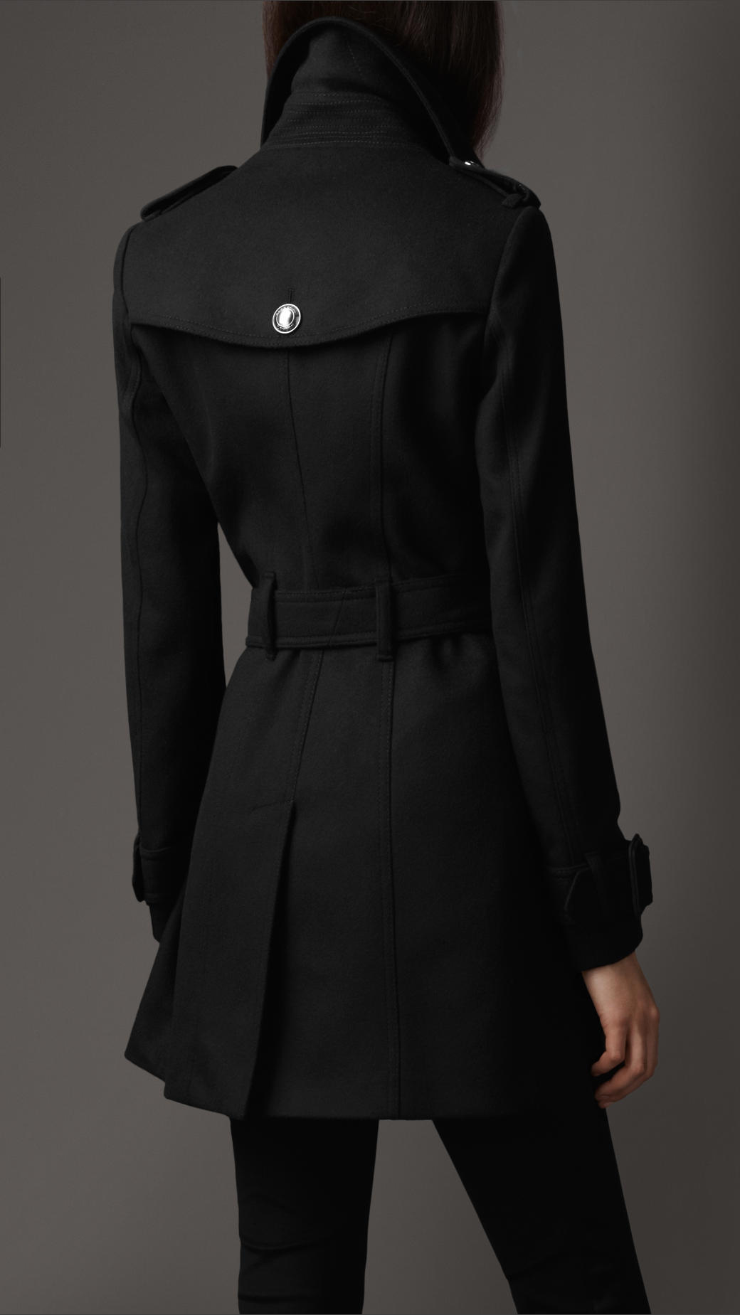Burberry Mid Length Wool Cashmere Trench Coat in Black - Lyst