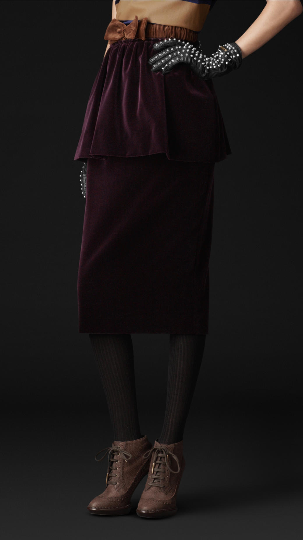 Burberry Prorsum Velvet Peplum Skirt in Purple - Lyst