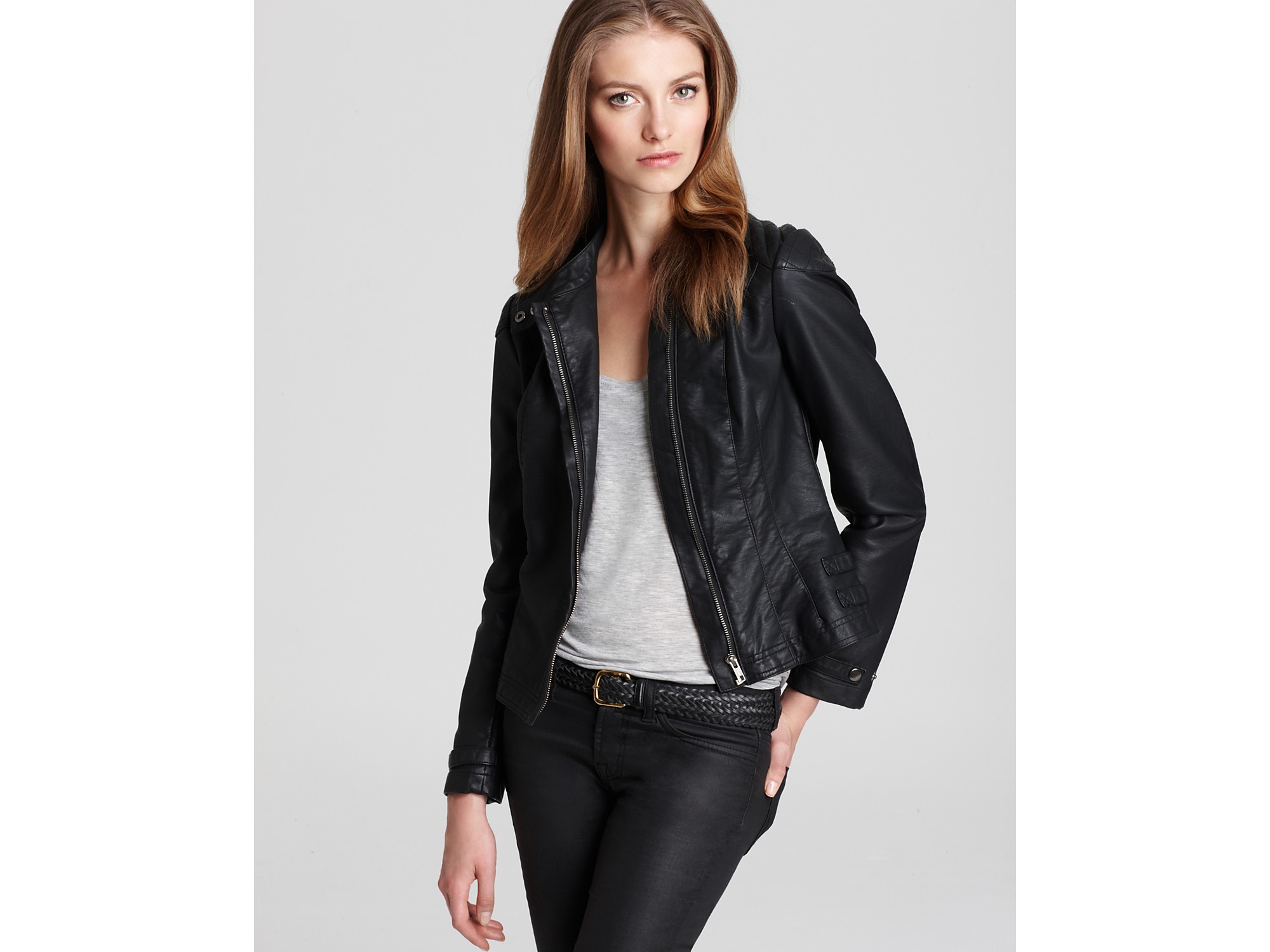 french connection black leather jacket