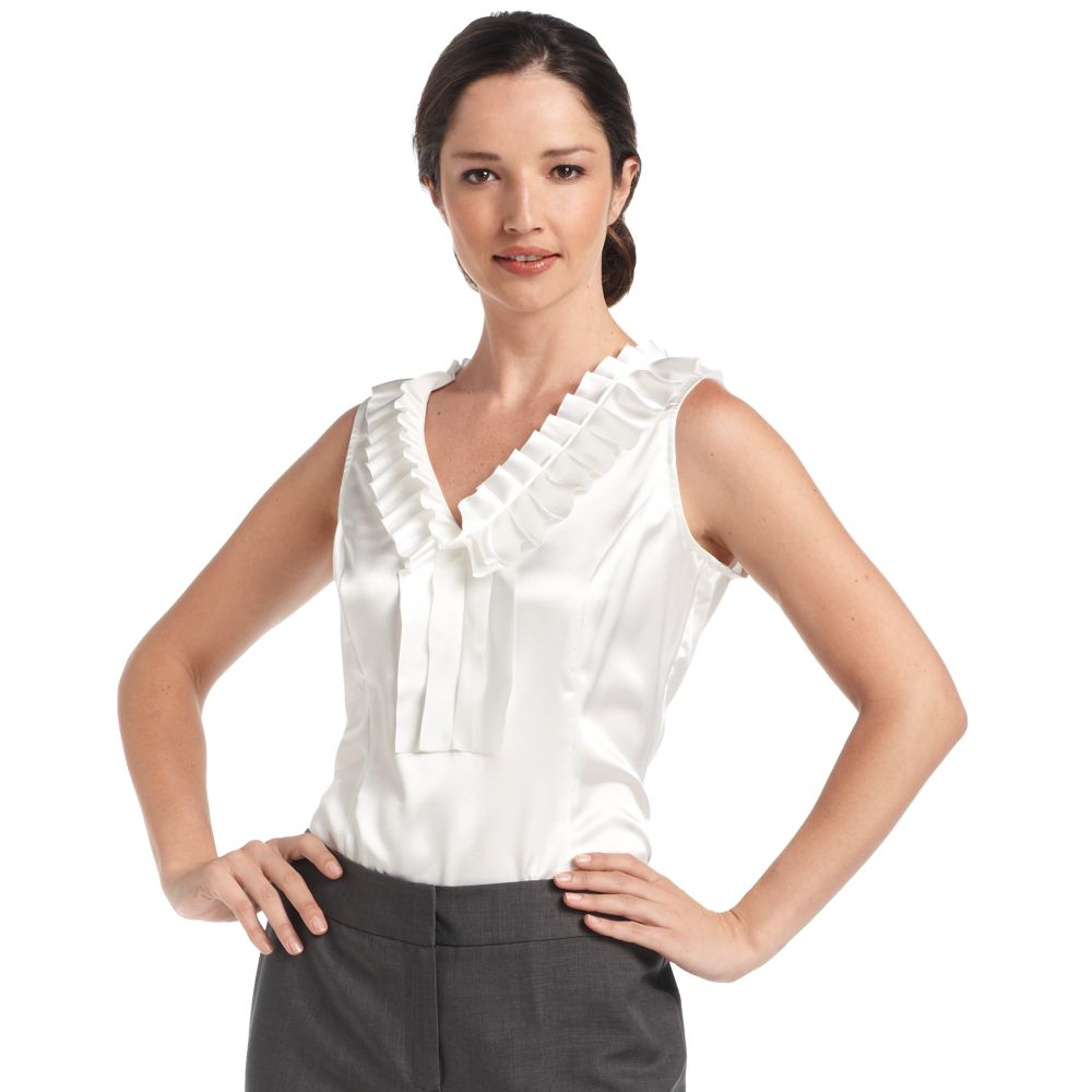 Korea lipsy white blouse with collar and sleeveless xray royal online