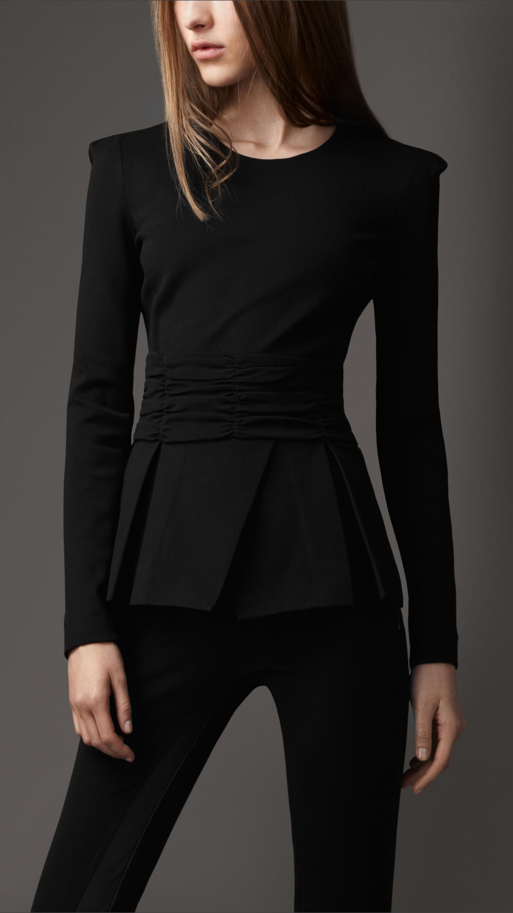 Lyst - Burberry Pleated Peplum Blouse in Black