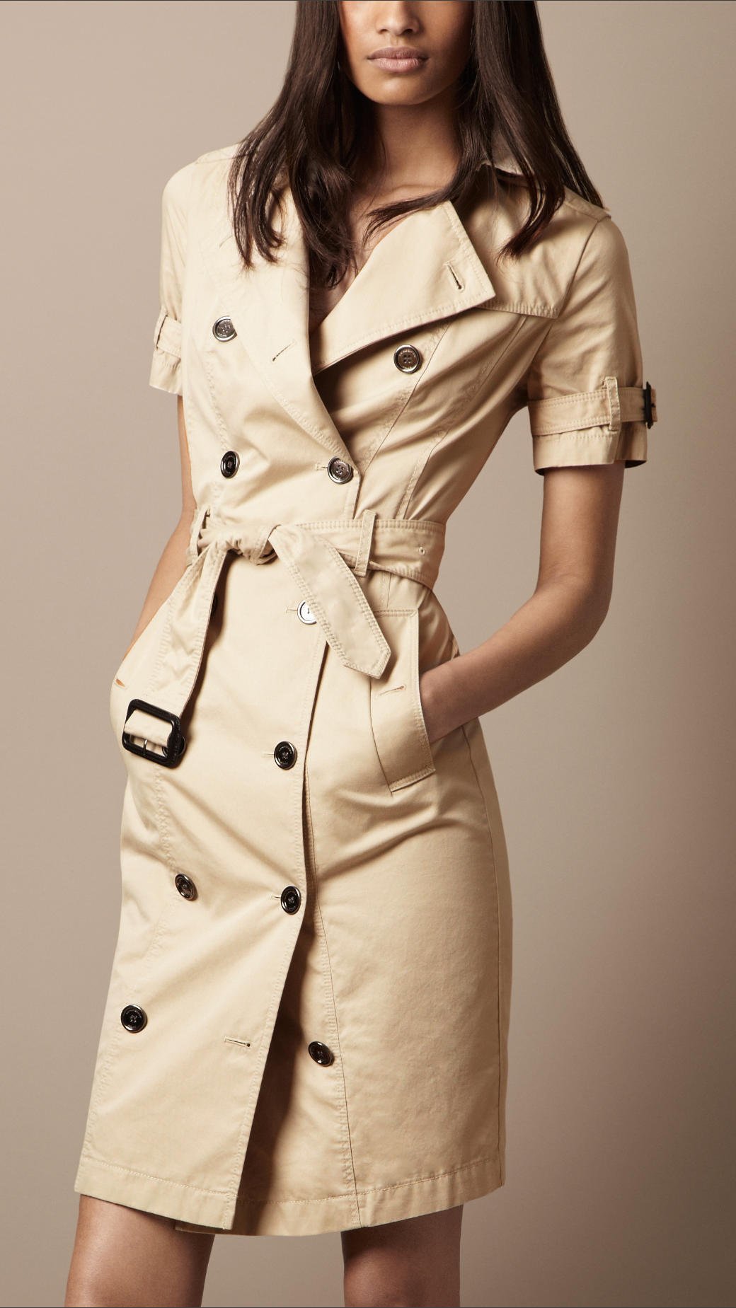 Burberry Brit Cotton Gabardine Trench Dress in Natural | Lyst UK