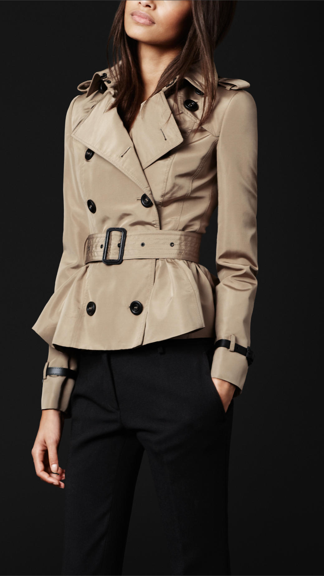 Burberry Prorsum Cropped Peplum Trench Coat in Dark Ivory (Natural) - Lyst