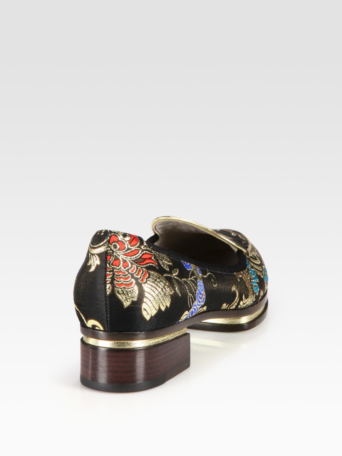 Lyst - Jason wu Brocade and Metallic Leather Stacked Loafers in Black