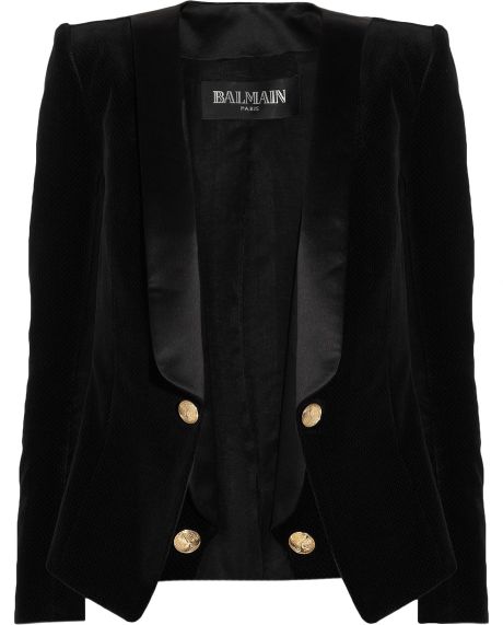 Balmain Velvet and Satin Blazer in Black | Lyst