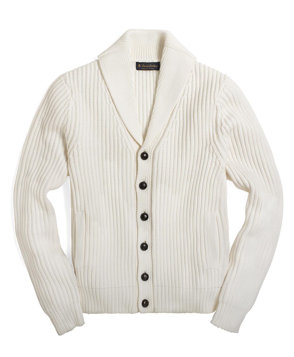 Lyst - Brooks Brothers Supima Shawl Collar Cardigan in Natural for Men