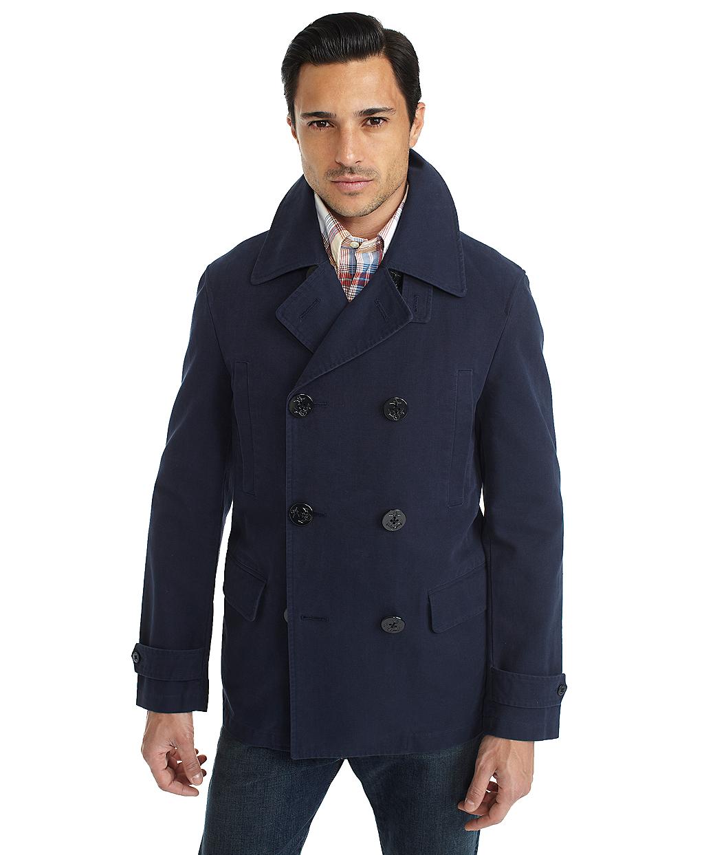 Lyst - Brooks Brothers Cotton Canvas Pea Coat in Blue for Men