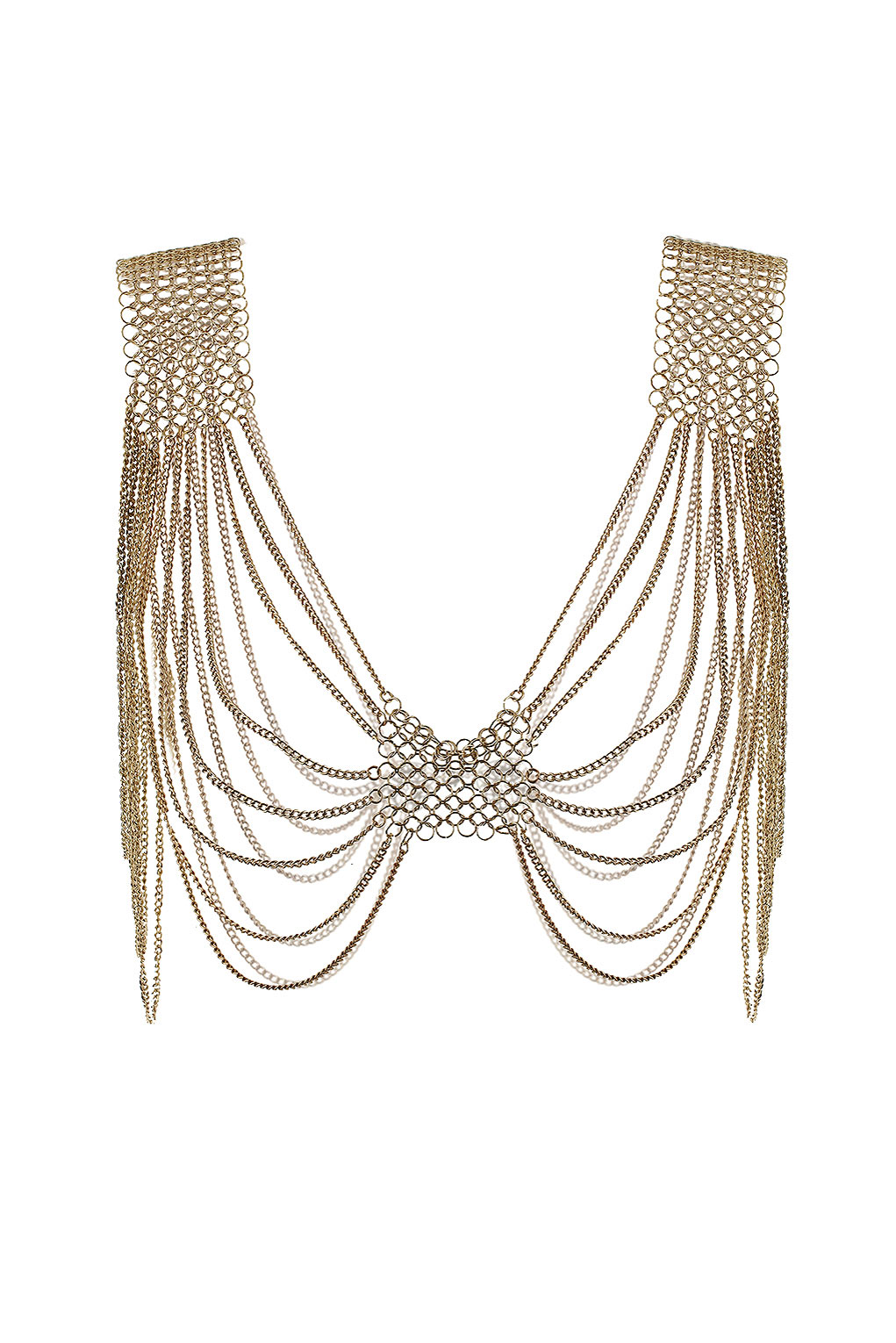 Topshop Ring Shoulder Drape Necklace In Gold Metallic Lyst