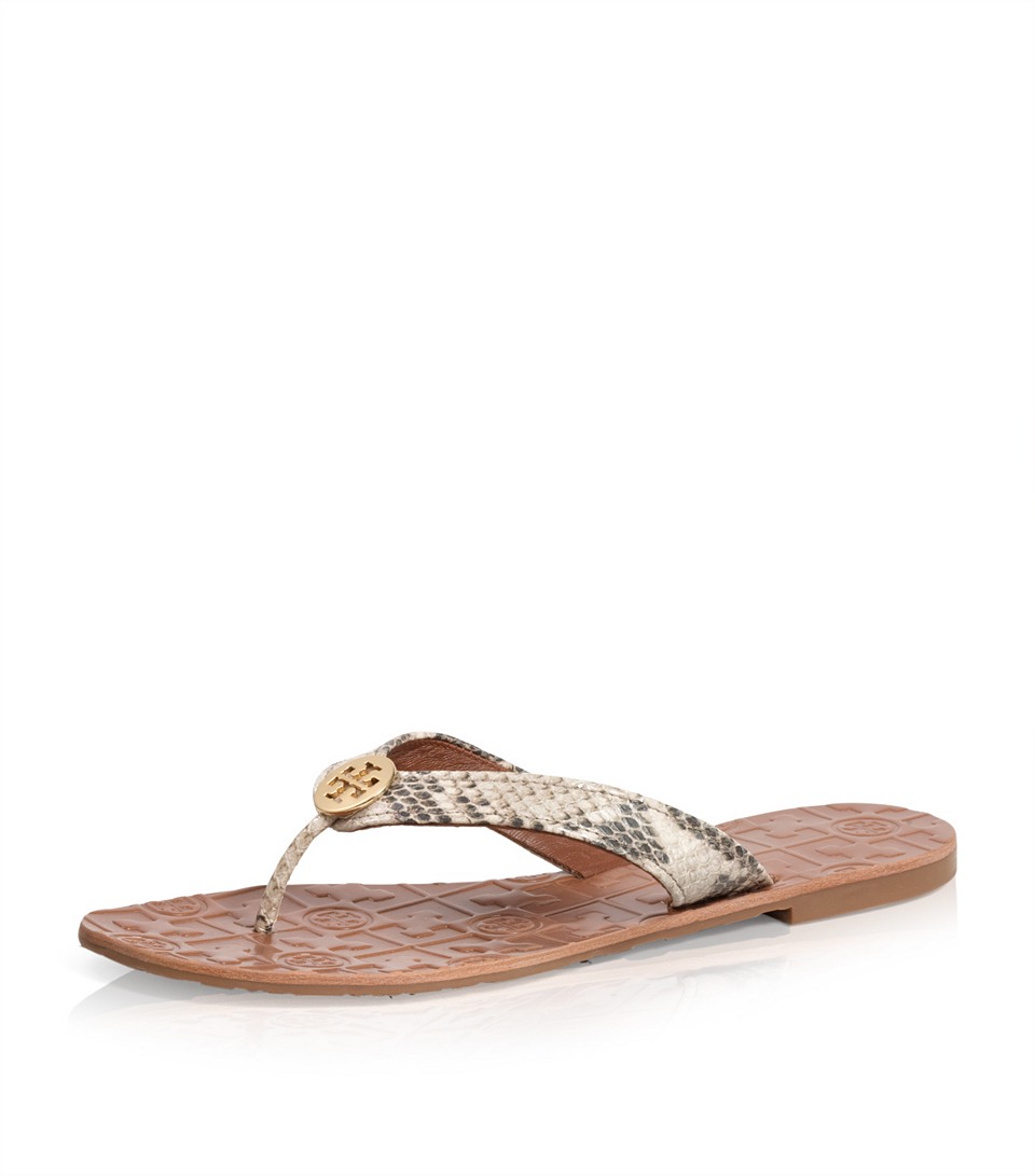 Tory Burch Python Printed Thora Sandal in Brown | Lyst