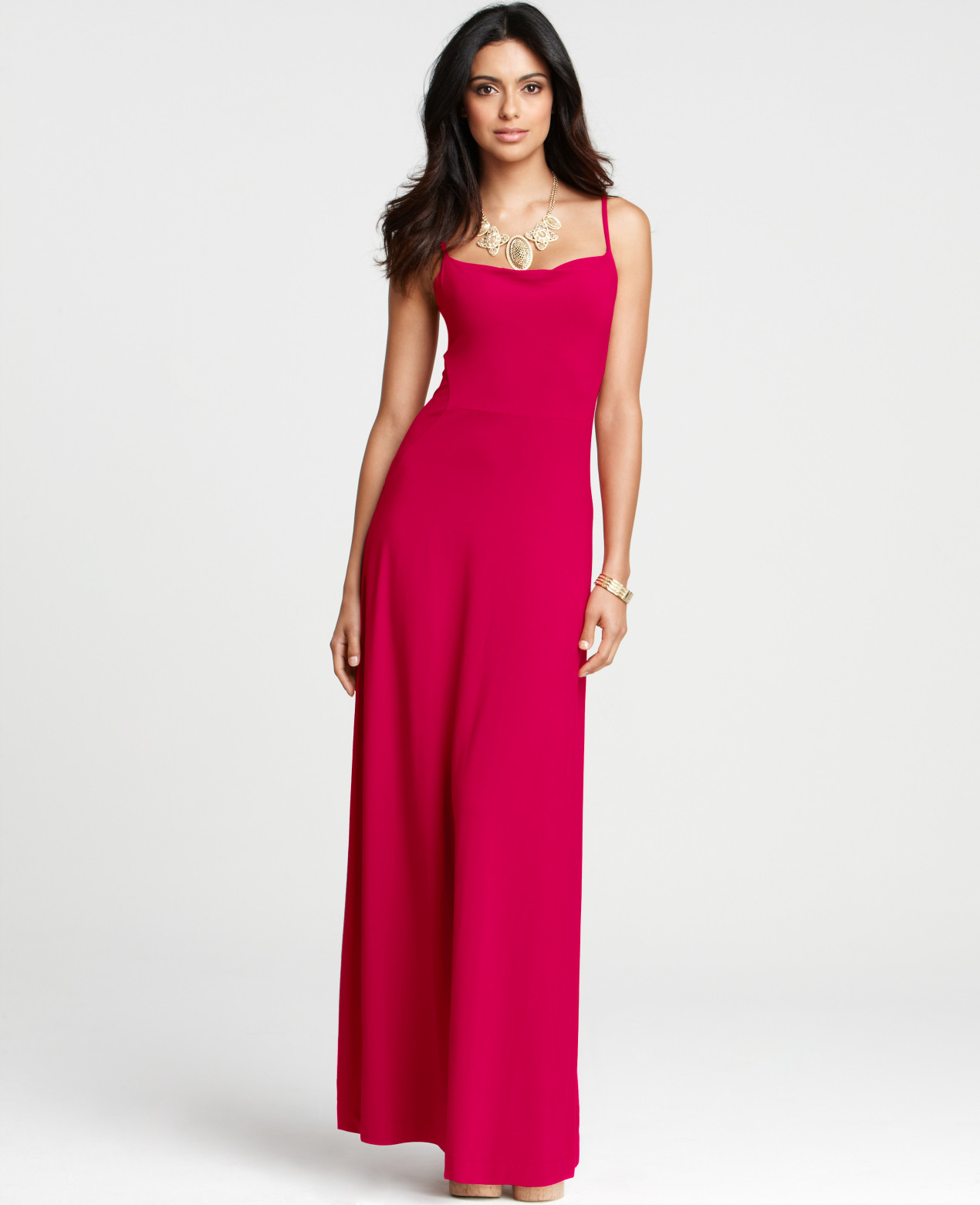 red spaghetti strap maxi dress
