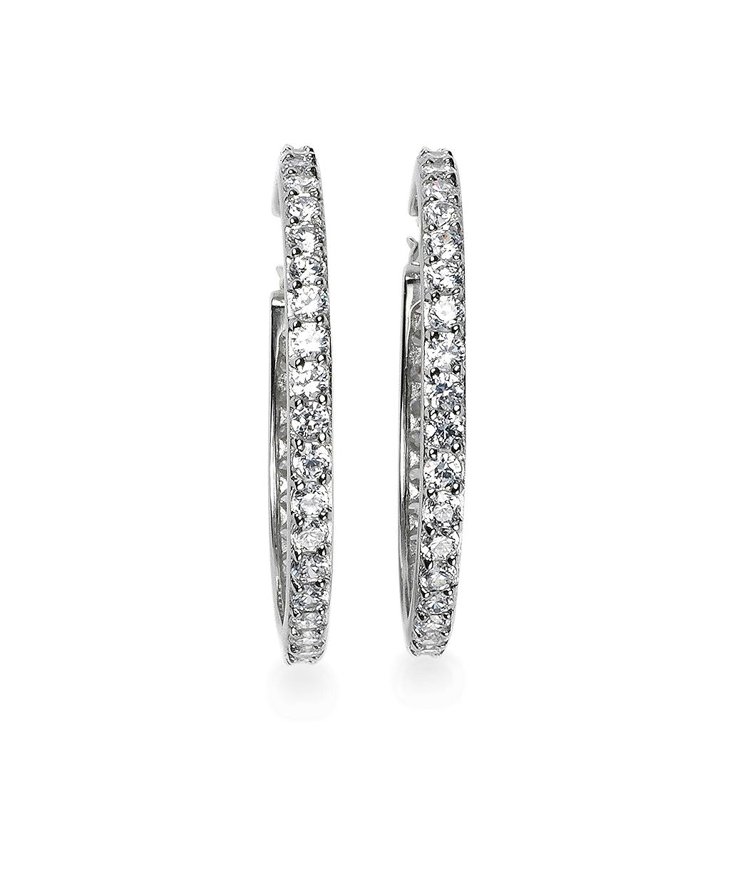 Brooks brothers Cubic Zirconia Hoop Earrings in Metallic Lyst