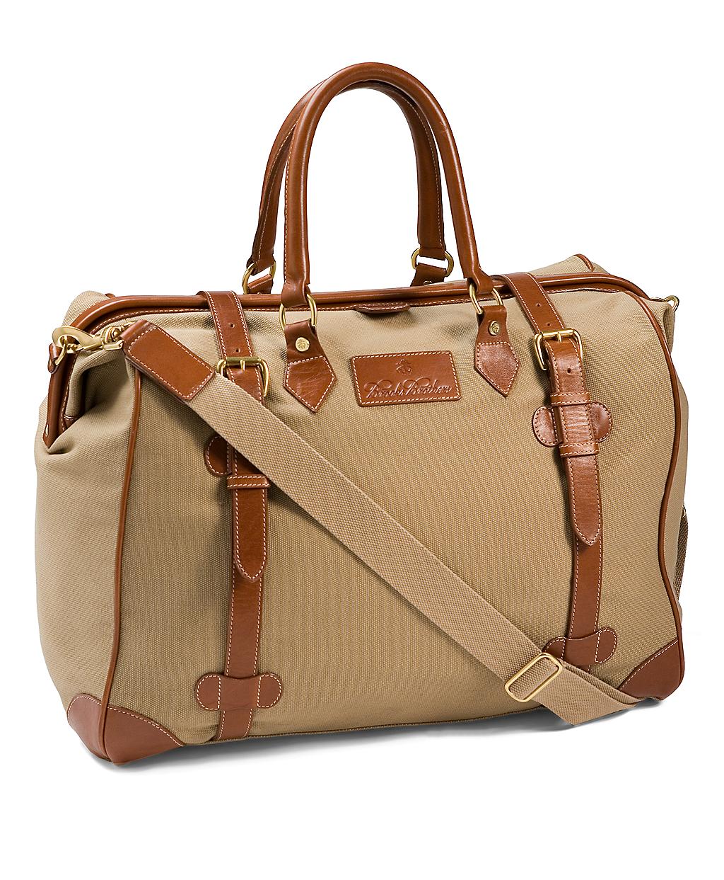 Brooks Brothers Canvas Leather Travel Bag in British-Tan (Brown) for Men - Lyst