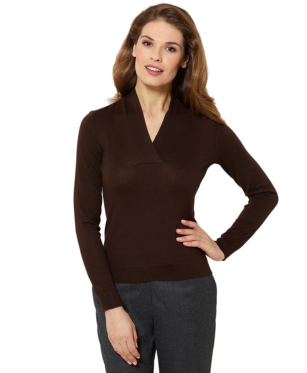 brown shawl sweater