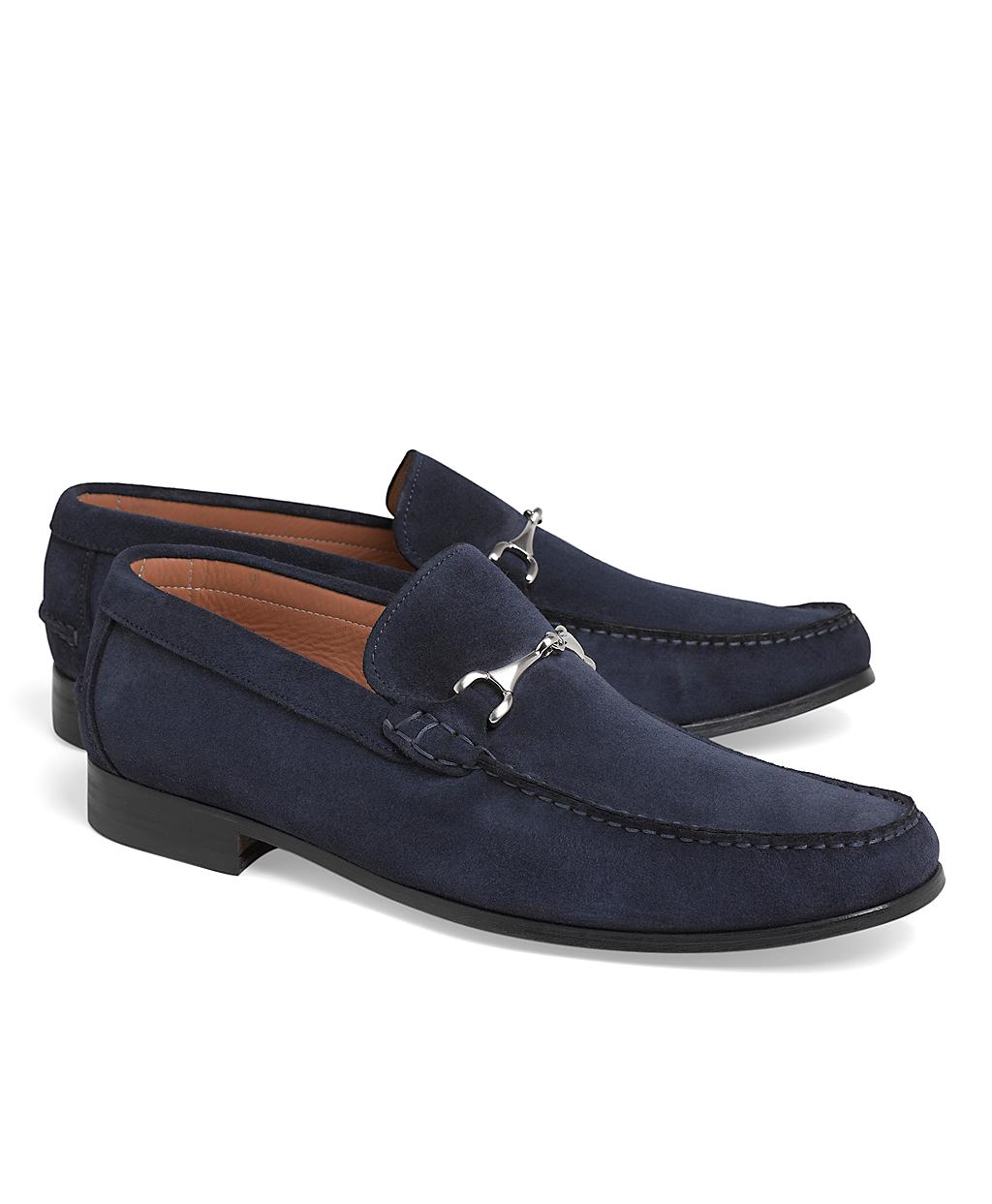 suede buckle loafers