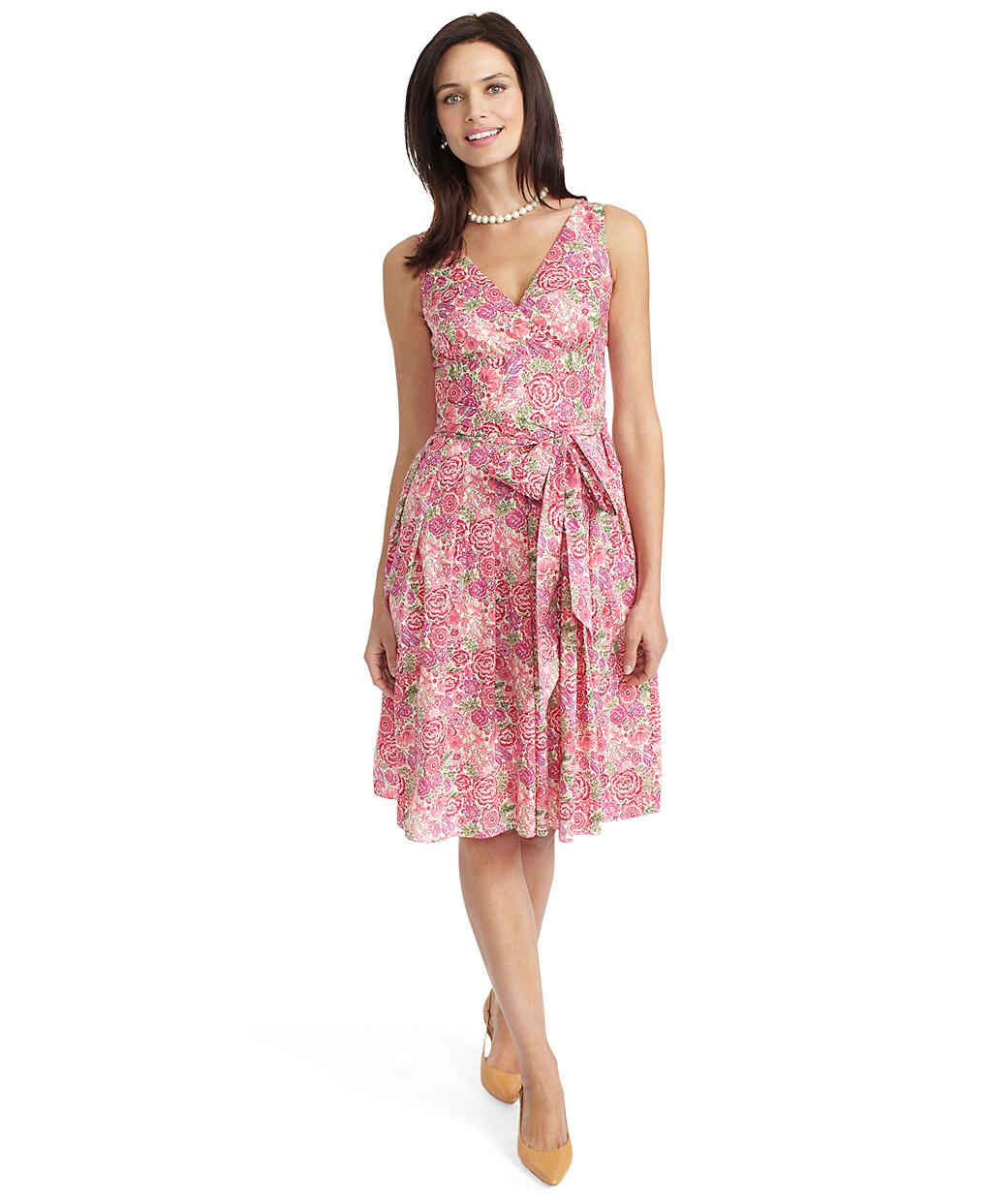 Brooks Brothers Liberty Print Cotton Dress in Pink | Lyst