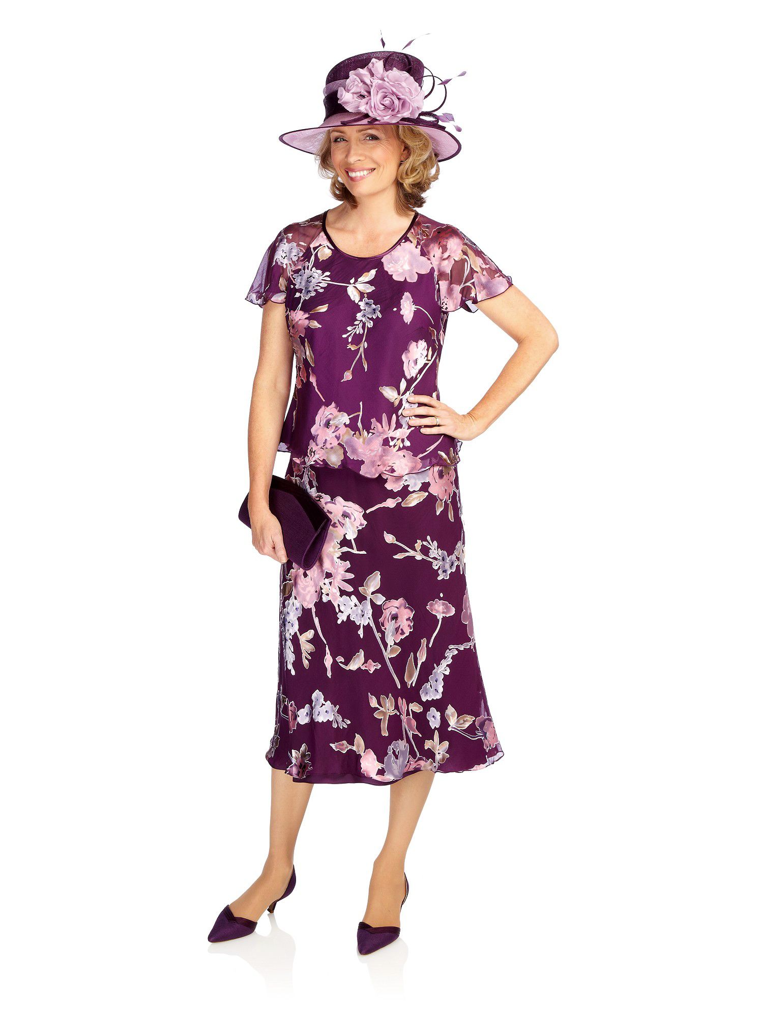 Jacques vert Harmony Floral Devore Skirt in Purple Lyst