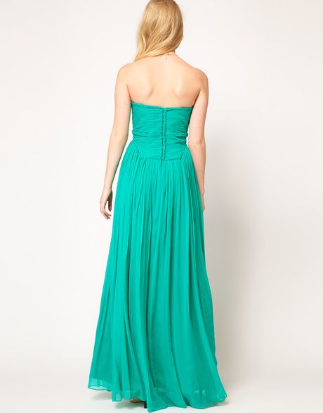 Mango Maxi Dress in Chiffon in Green | Lyst