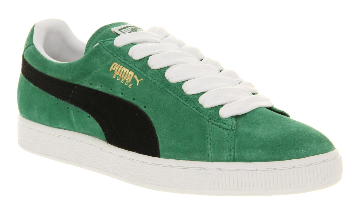 puma suede green and white