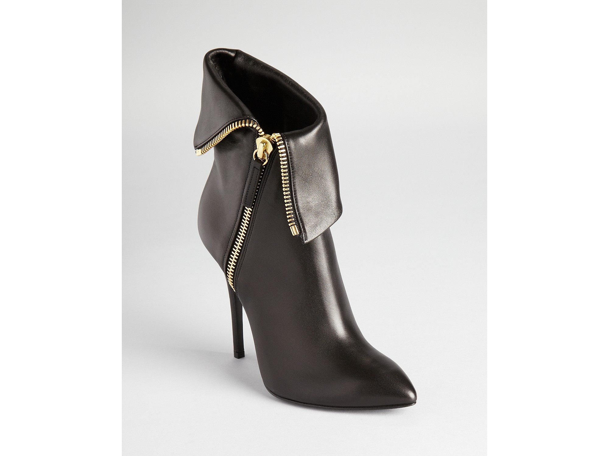 Giuseppe Zanotti Leather Foldover Zipper Ankle Boots in Nero (Black) - Lyst