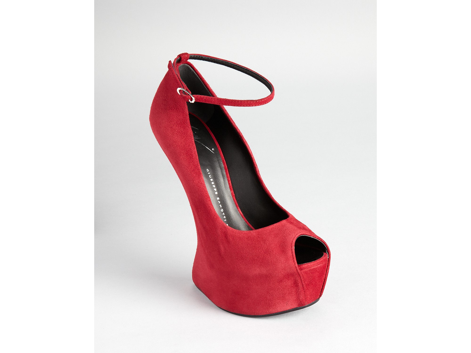 Giuseppe Zanotti Sculpted Wedges Jem Open Toe in Red Suede (Red) - Lyst