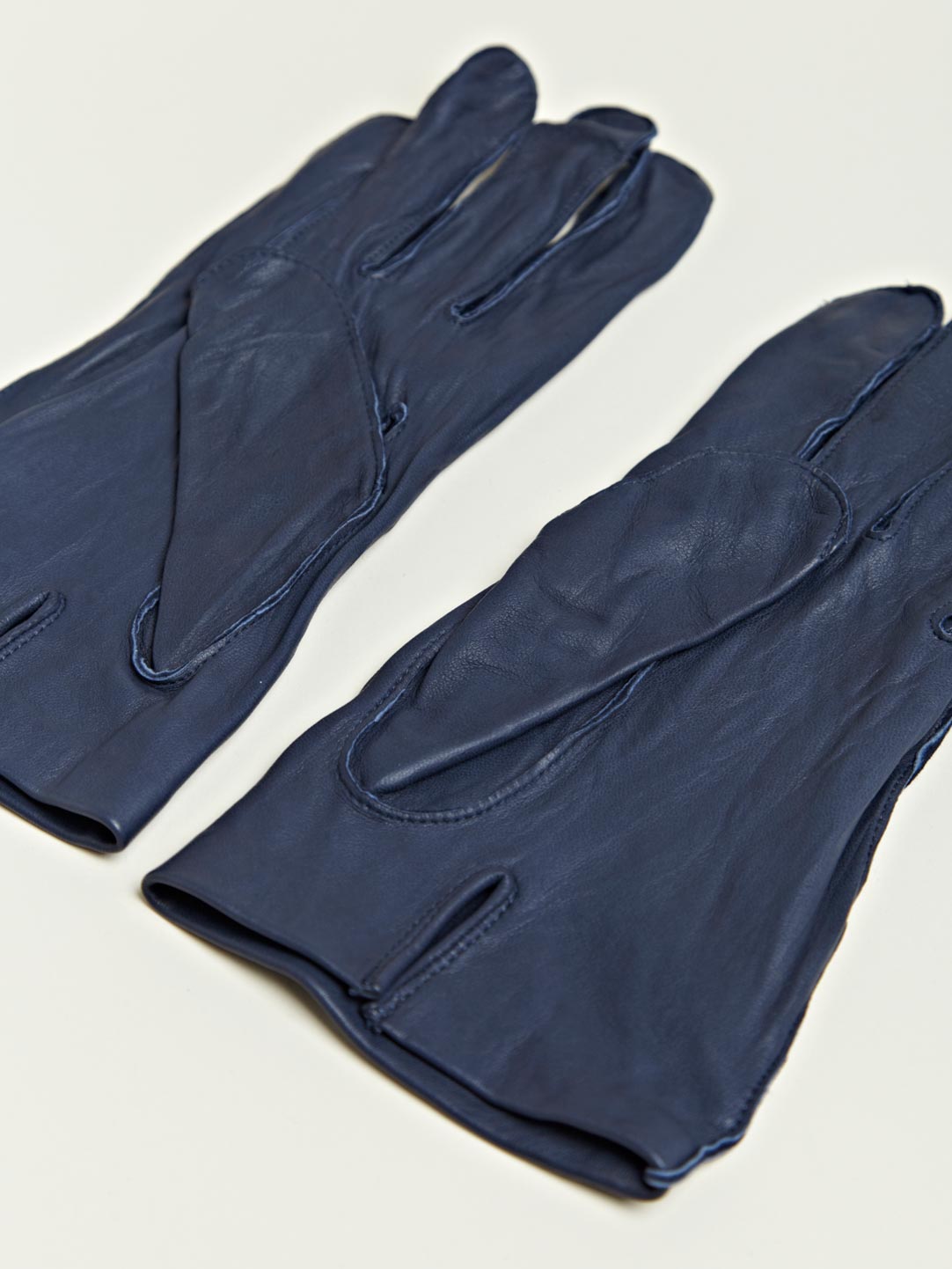 mens blue leather gloves