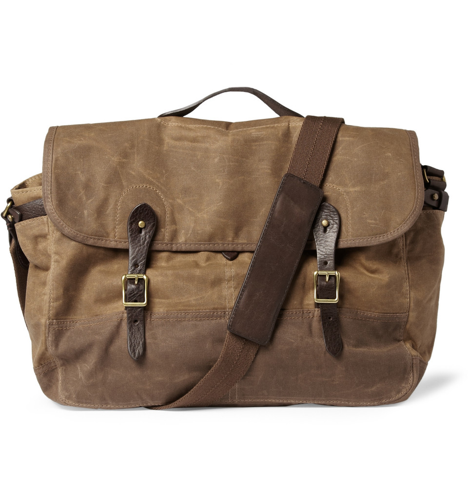 J.crew Abingdon Waxed Cottoncanvas Messenger Bag in Brown for Men Lyst