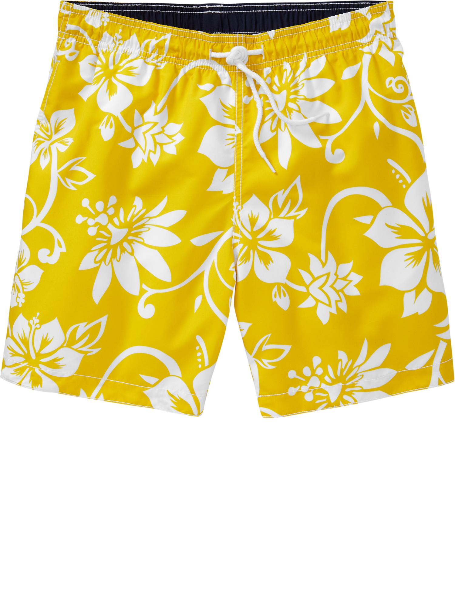 Old Navy Drawstring Swim Trunks in Yellow for Men (pineapple hibiscus ...