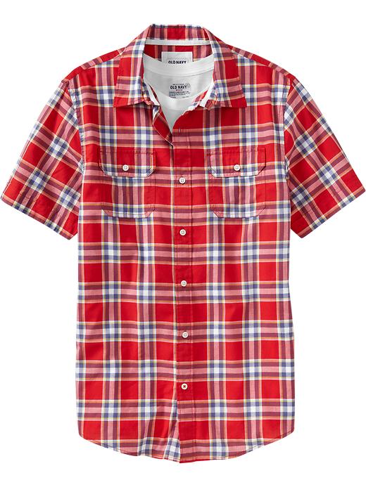 Old Navy Plaid Classic Fit Camp Shirts in Red for Men (red plaid) | Lyst